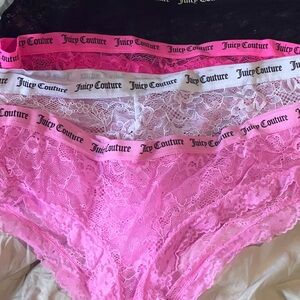 Juicy Couture Pink, Black and White Lace Panties Intimates Pack of 4 new Size L